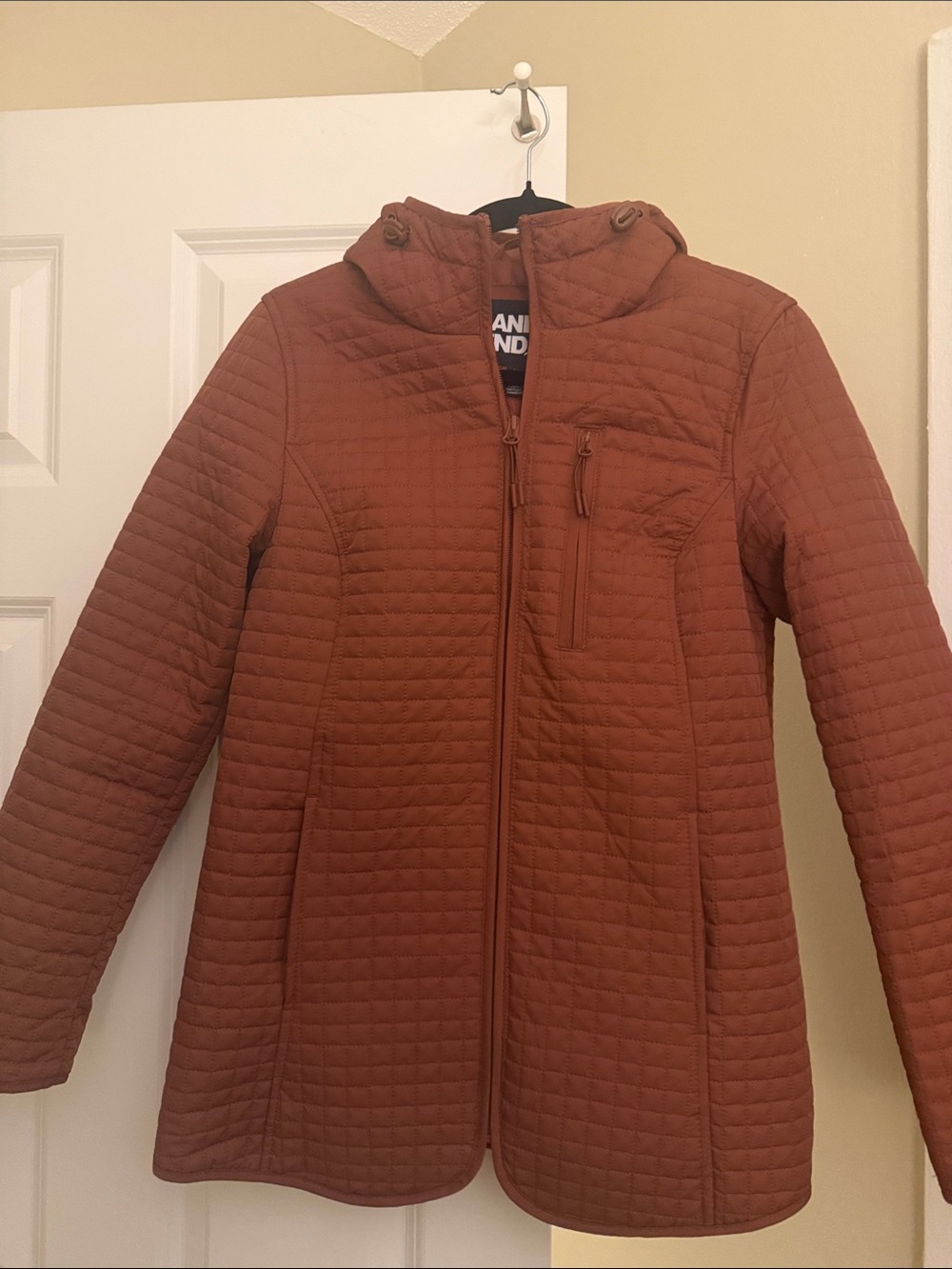 Lands' End Quilted Hooded Puffer Jacket in Rust
